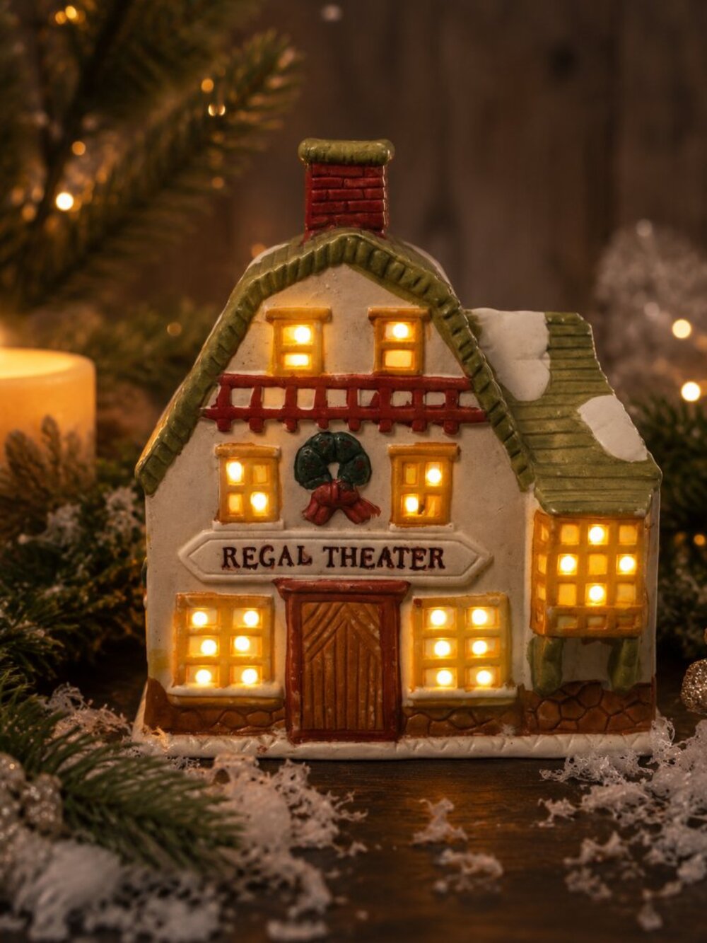 Vintage 1994 CR Holiday Collection Regal Theater Lighted Christmas Village House